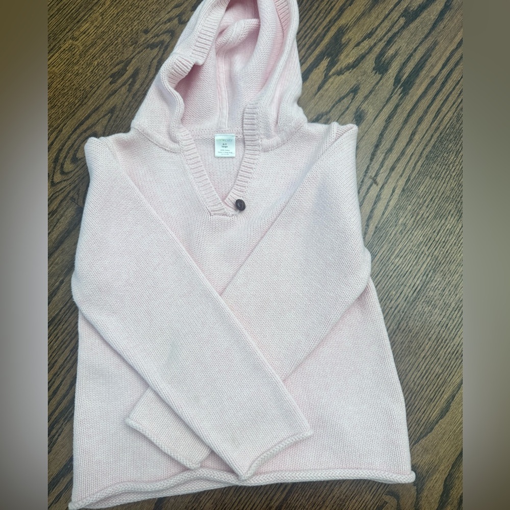 Crewcuts Girl’s Pink V-Neck Cotton Sweater Hoodie Size 6-7 Large